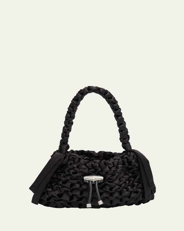 Cinch Small Woven Satin Top-Handle Bag